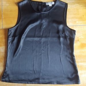 Kasper brand Solid black satin tank top size large